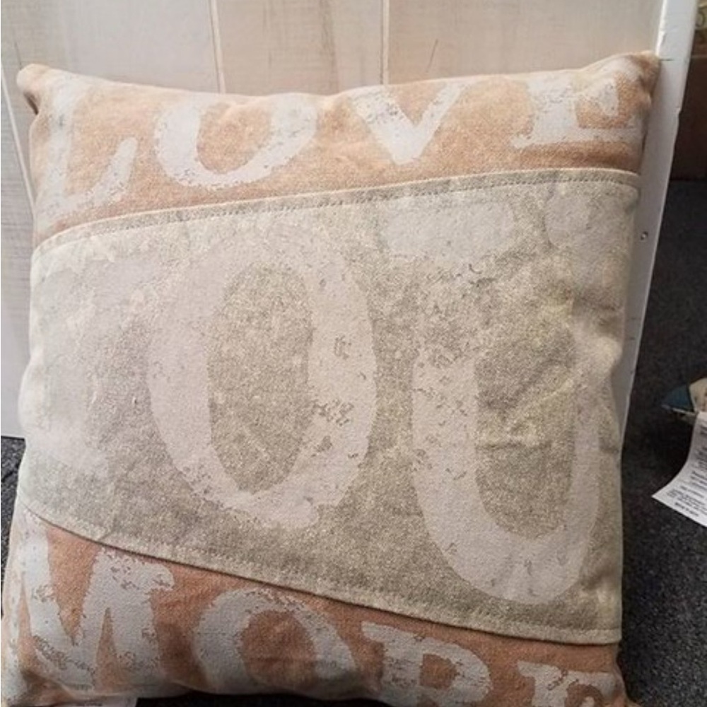 Primitive by Kathy Love You More Throw Pillow - Cream and Tan